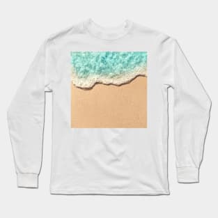 Blue Ocean Waves And Yellow Sand Long Sleeve T-Shirt